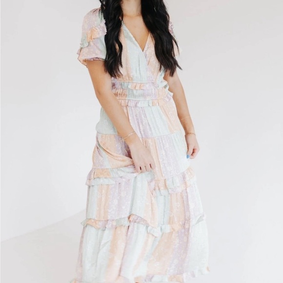 NWT Anthropologie Current Air Pastel Ruffle Maxi Dress - Picture 5 of 14